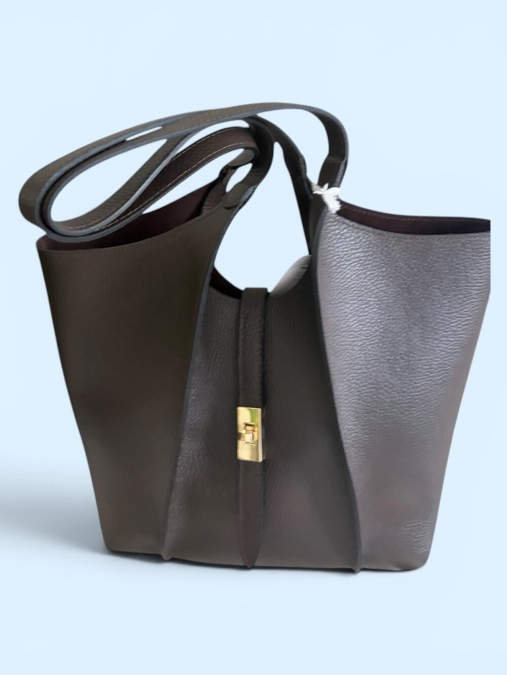 Share Cheval Firenze Dark Brown Italian Leather Tote w/Gold Hardware and Storage